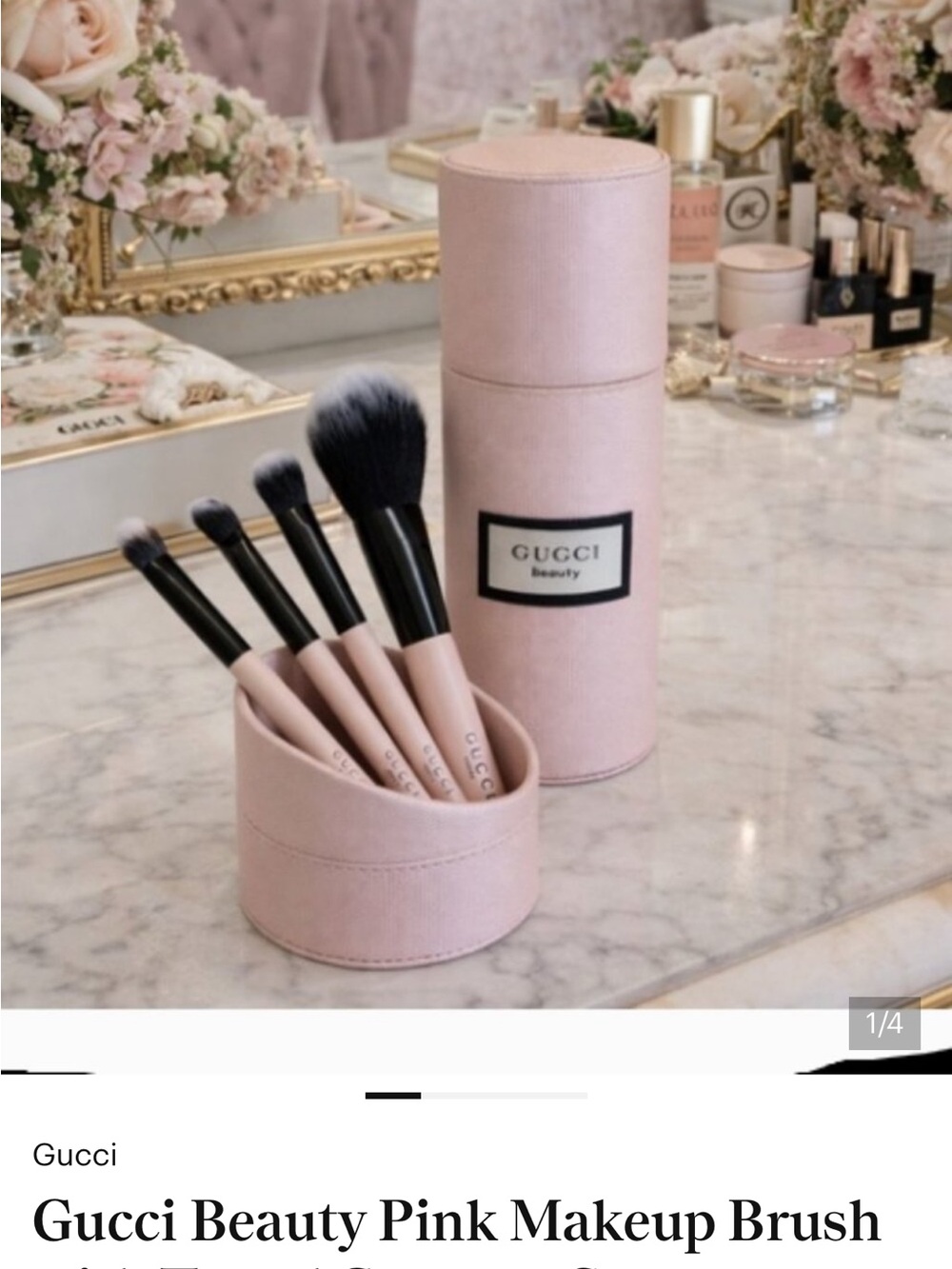 Gucci Pink Makeup Brush Set with Travel Case